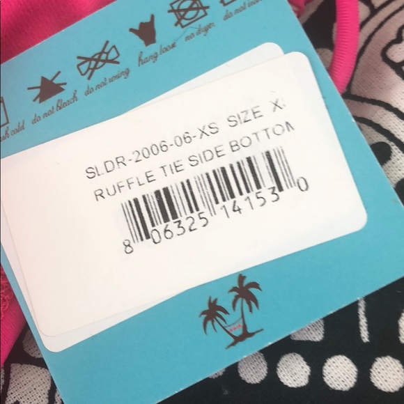 LETARTE HOT PINK RUFFLED BIKINI WITH GOLD BEADS - Picture 4 of 8